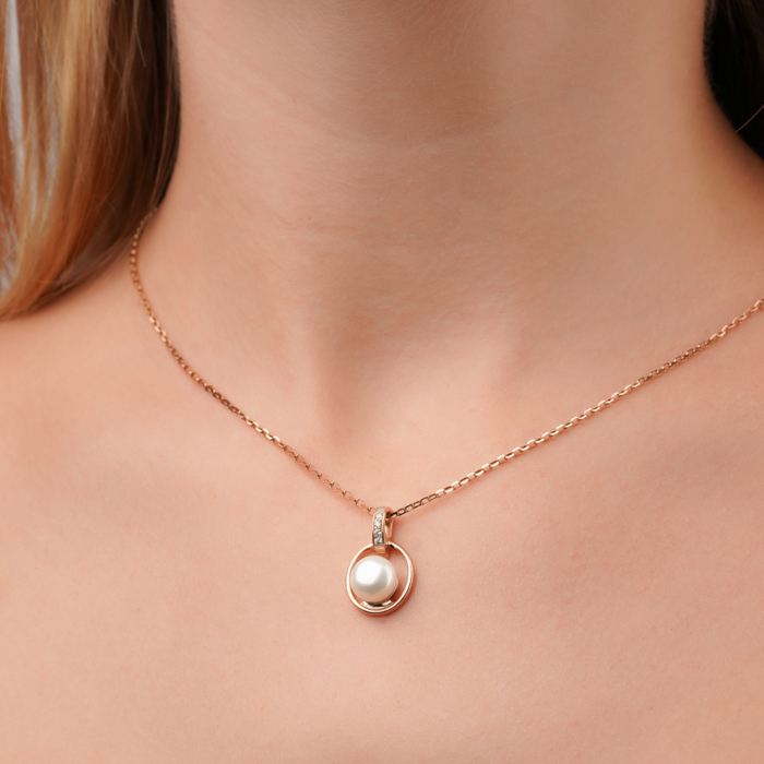 Золота підвіска з перлиною та фіанітами 3190481101-P/01/21025