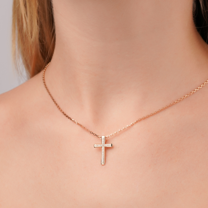 Золотий хрестик з фіанітами 31770/08/0/1