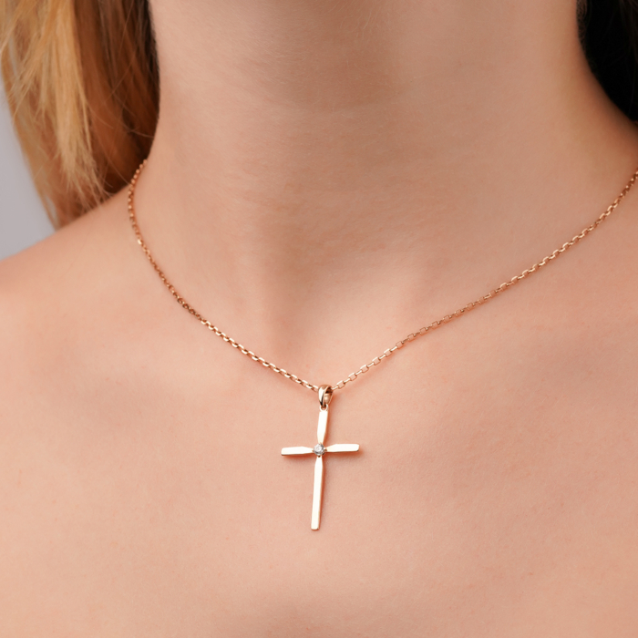 Золотий хрестик з фіанітом Tesori 31778/01/0/4204