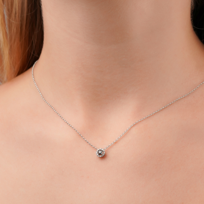 Золота підвіска з чорними та білими діамантами 809049/02/1/11767