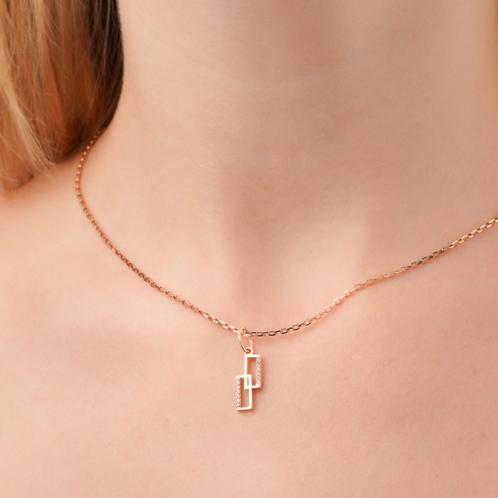 Золота підвіска з фіанітами S314471-P/01/1