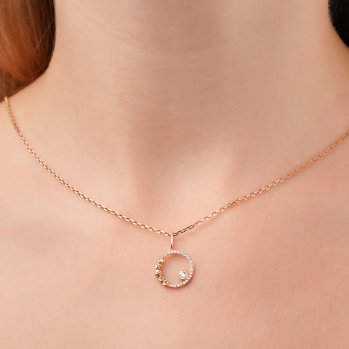 Підвіска з комбінованого золота з фіанітами F-1116-1-P/83/1