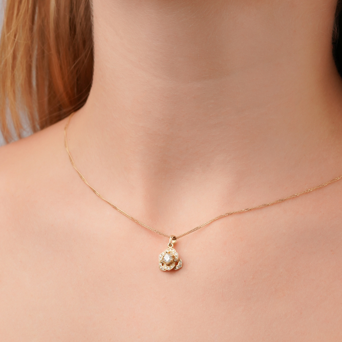 Золота підвіска з діамантами 560049/03/0/8442