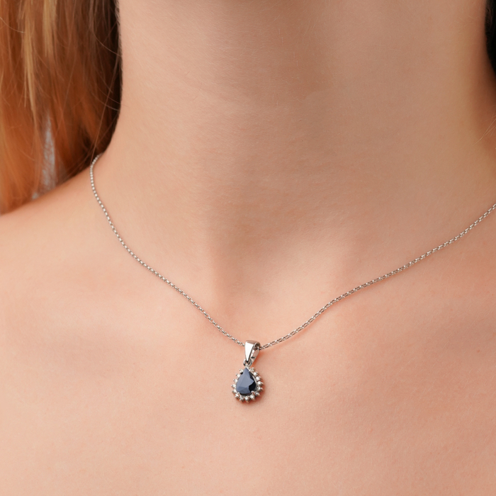 Золотая подвеска с сапфиром и бриллиантами 53945/02/1/10982