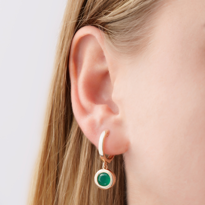 Золоті сережки-підвіски з агатом 540323/01/0/6576