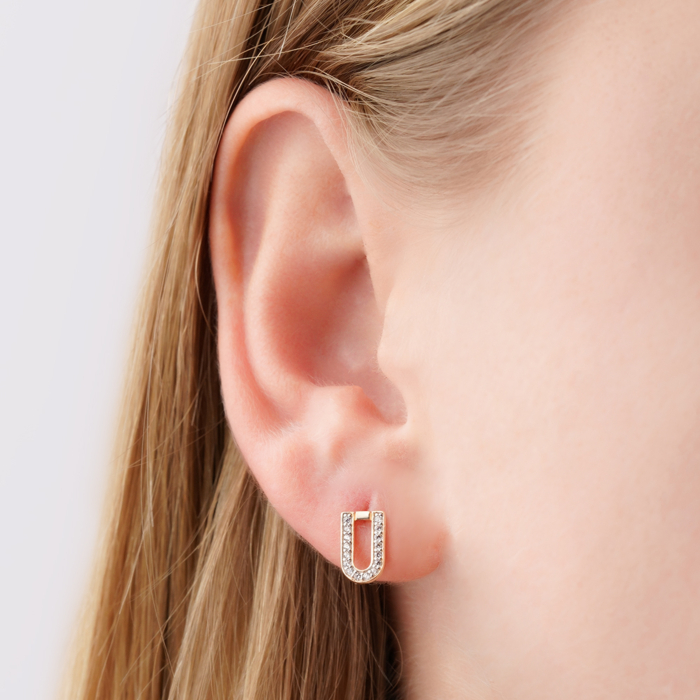 Золотые серьги-пуссеты с фианитами 27001/01/1/1