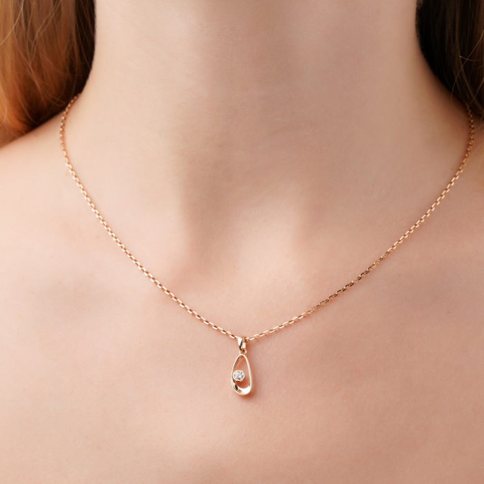 Золота підвіска з фіанітом 32773/01/0/28