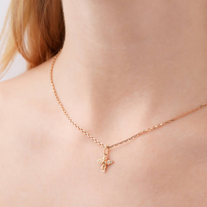 Золота підвіска Янгол з фіанітами G-1423-P/01/1