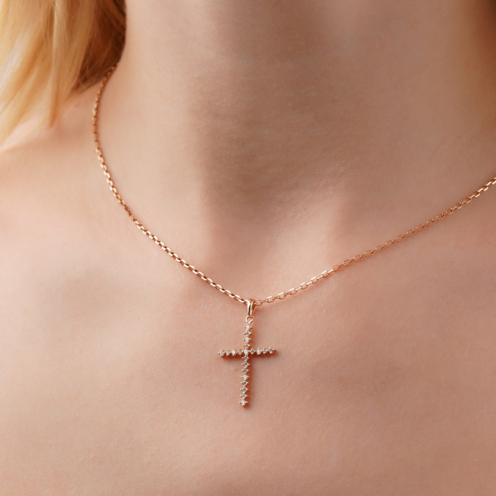 Золотий хрестик з діамантами 51918/01/0/9223