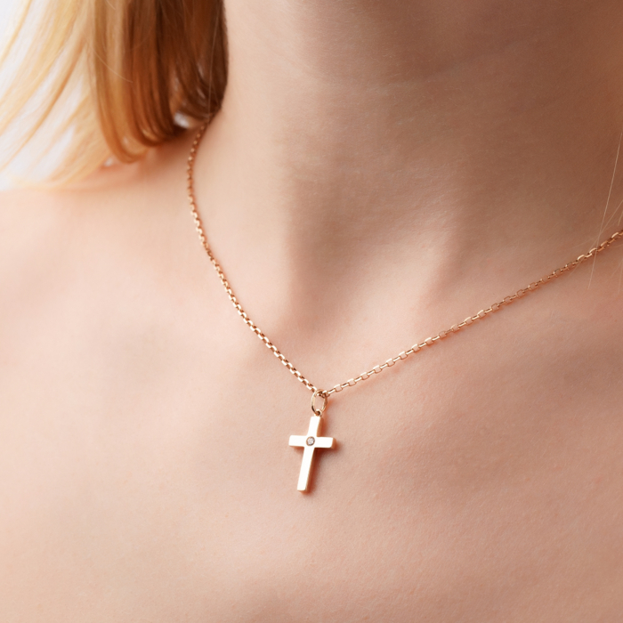 Золотий хрестик з фіанітом P-162-P/01/1