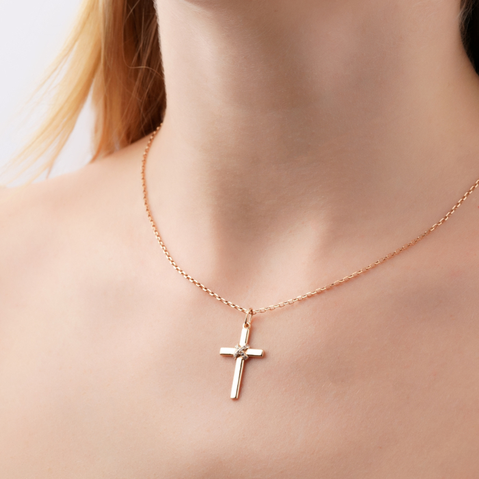 Золотой крестик с фианитами 3109126101