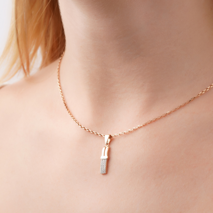 Золота підвіска з фіанітами F-911-P/01/1