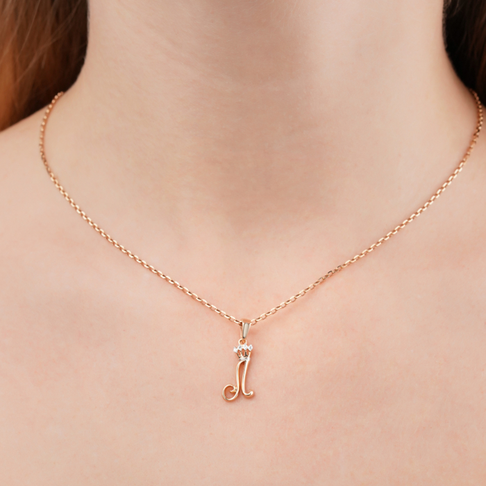 Золота підвіска-літера Л з фіанітами 32147-Л/01/1/13