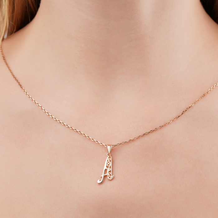 Золотая подвеска-буква А без вставки 3766/а