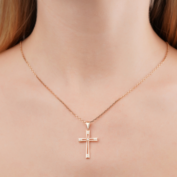 Золотий хрестик з фіанітами 3540