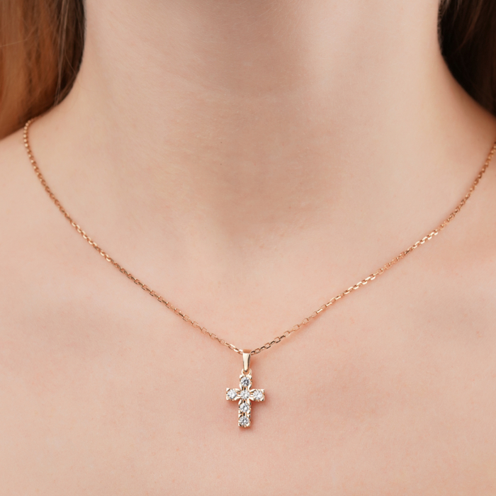 Золотий хрестик з фіанітами 31760/01/0/171