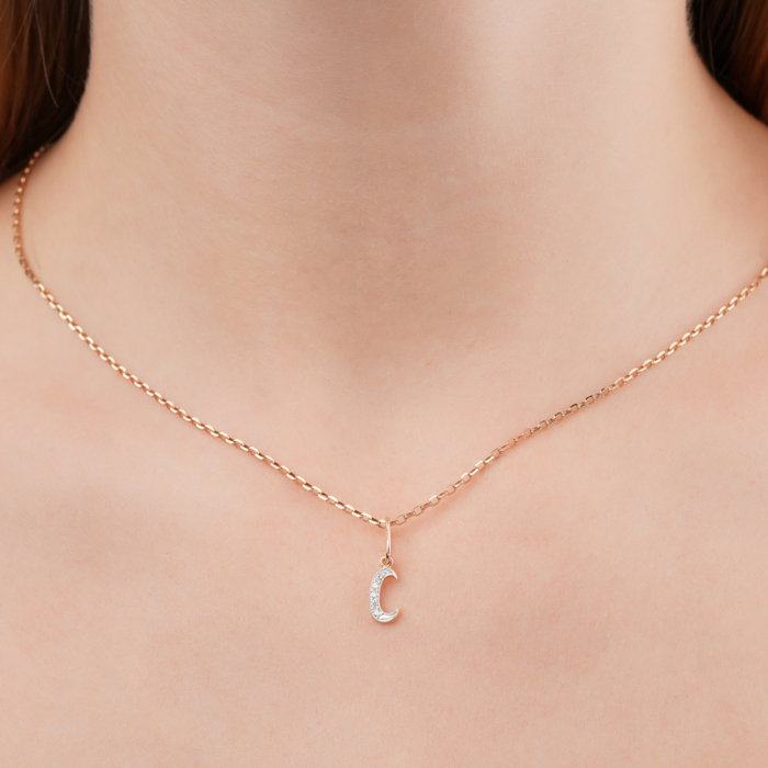 Золота підвіска-літера С з фіанітами 31339/с