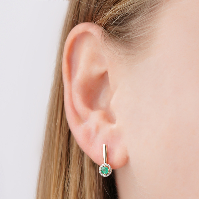 Золоті сережки зі смарагдом та діамантами 8070128/01/1/9917