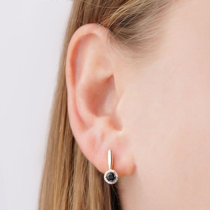 Золотые серьги с сапфиром и бриллиантами 8070129/01/1/8300