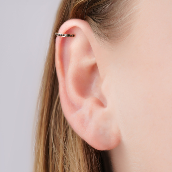 Золотая серьга-каффа с фианитами 23192/01/1/526