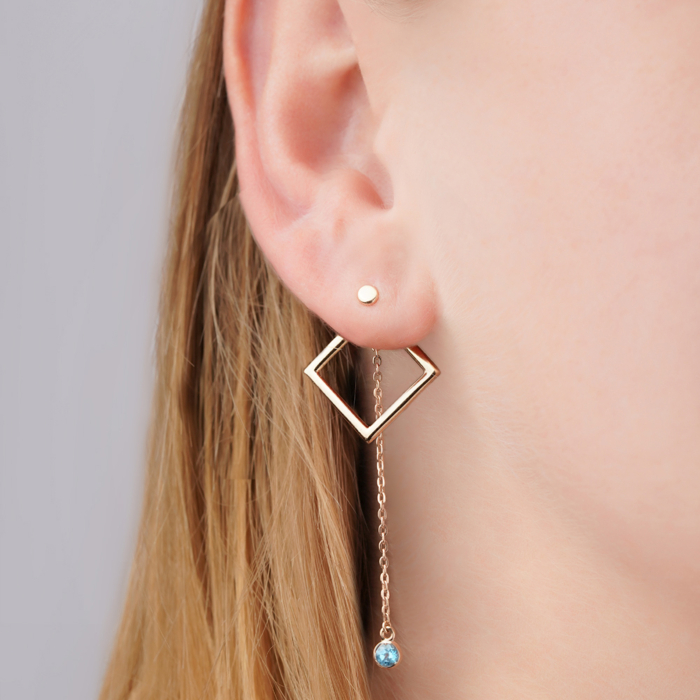 Золоті сережки-трансформери з топазом 540293/01/0/7072