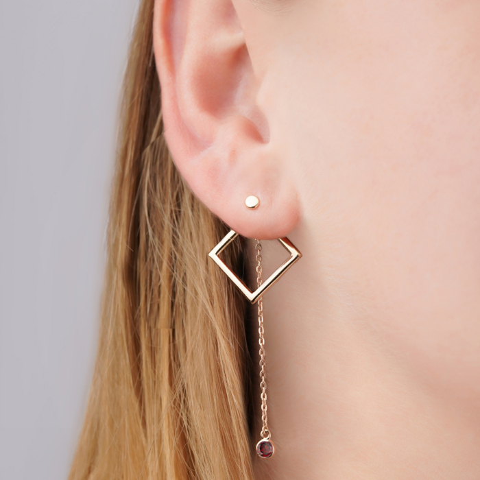 Золоті сережки-трансформери з гранатом 540293/01/0/7092