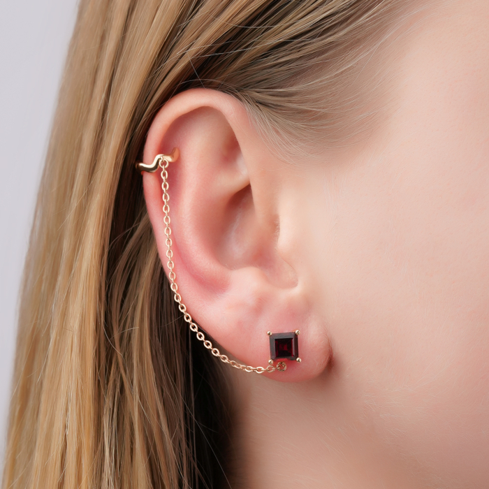 Золота моно-сережка з гранатом 540273/01/0/5316