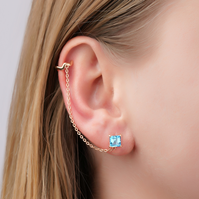 Золота моно-сережка з топазом 540273/01/0/6364