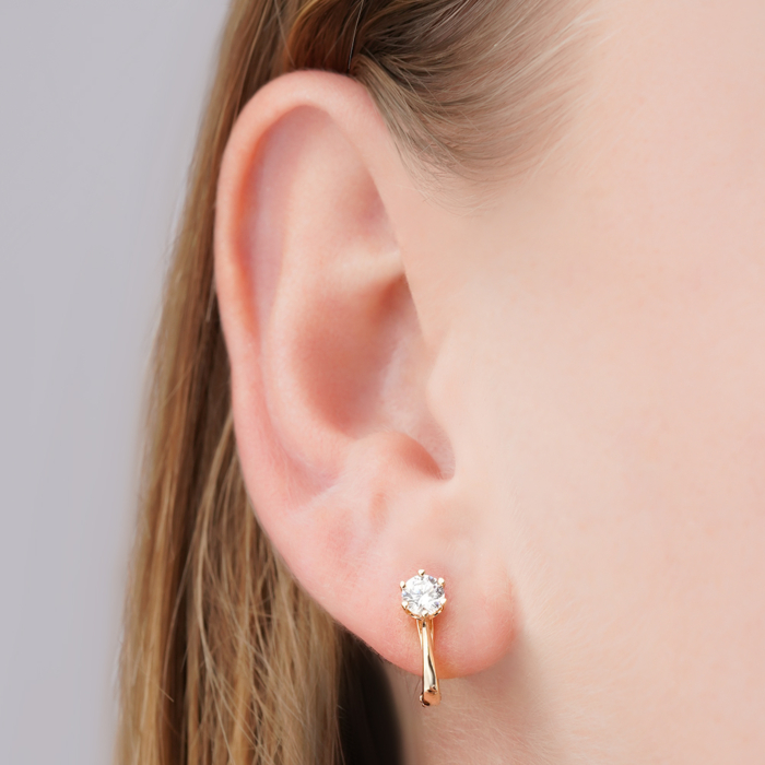 Золотые серьги с фианитом Tesori 21762/01/0/4024