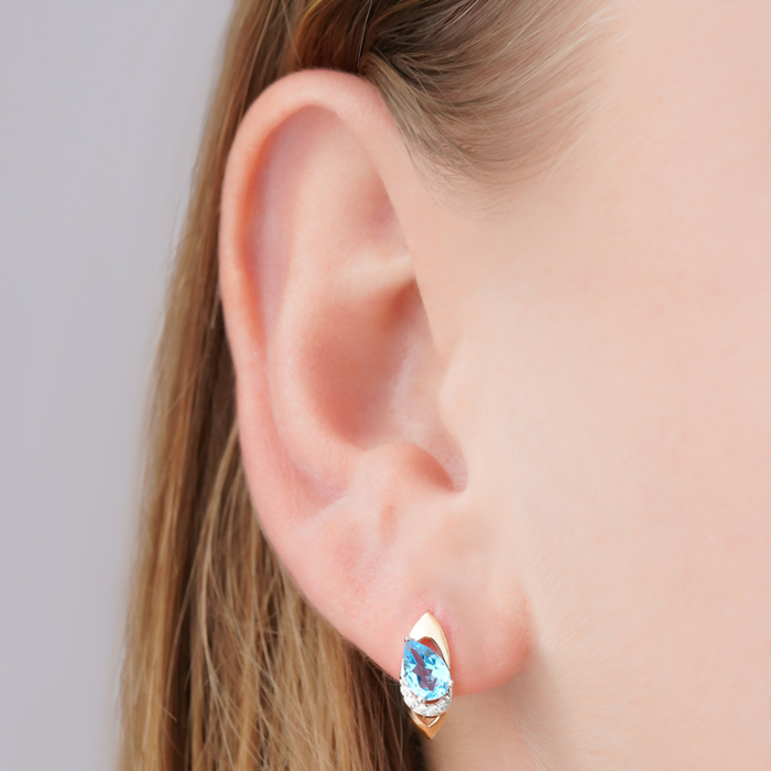 Золоті сережки з топазами та фіанітами 540252/01/1/7723