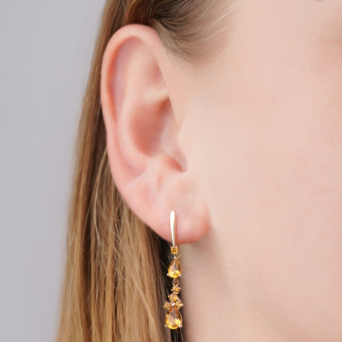 Золоті сережки-підвіски з цитринами 540190/01/0/16134