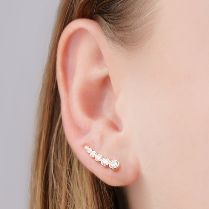 Золоті сережки-каффи з фіанітами Tesori 22654/01/0/4235