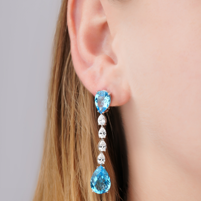 Золоті сережки з топазами та фіанітами Tesori 540068/02/1/7771