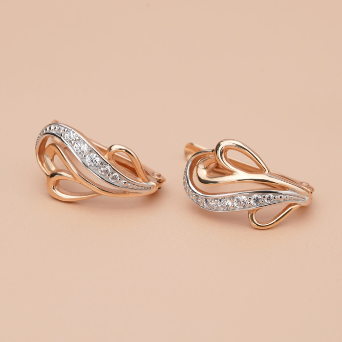 Золотые серьги с фианитами (21395)