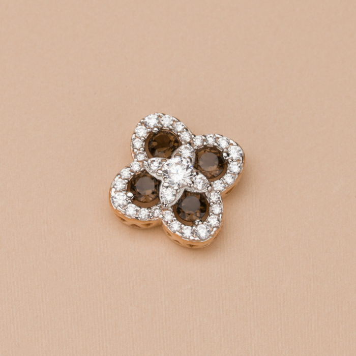 Золотая подвеска с раухтопазом и фианитами 550123/01/1/16040