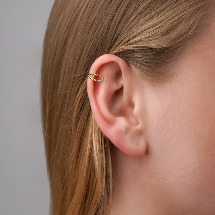 Золотая серьга-каффа без вставки. Артикул 21938/03/0