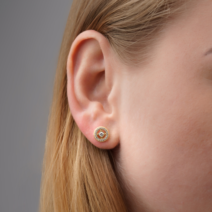 Золотые серьги с фианитами. Артикул 23539/03/0/47