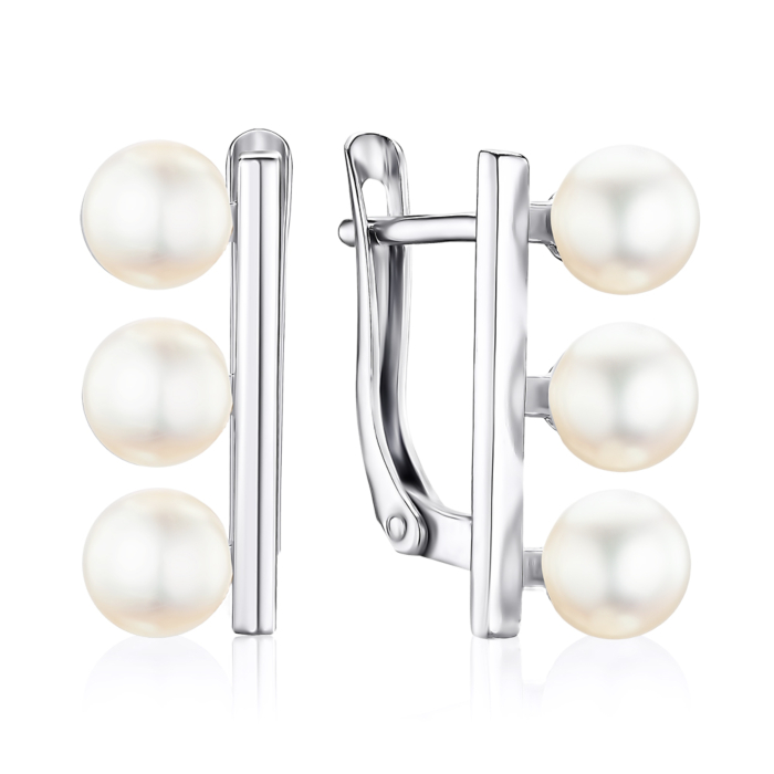 Срібні сережки з перлами. Артикул 41290/12/1/1920