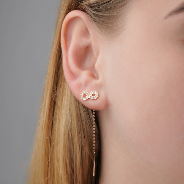 Золотые серьги с фианитами. Артикул F-1150-E/01/1