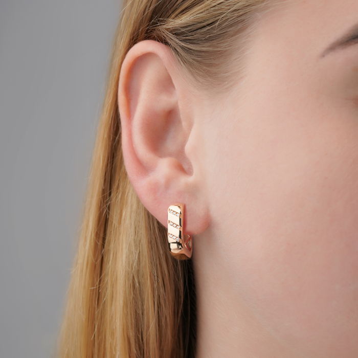 Золоті сережки-конго з фіанітами P-2052-E/01/1