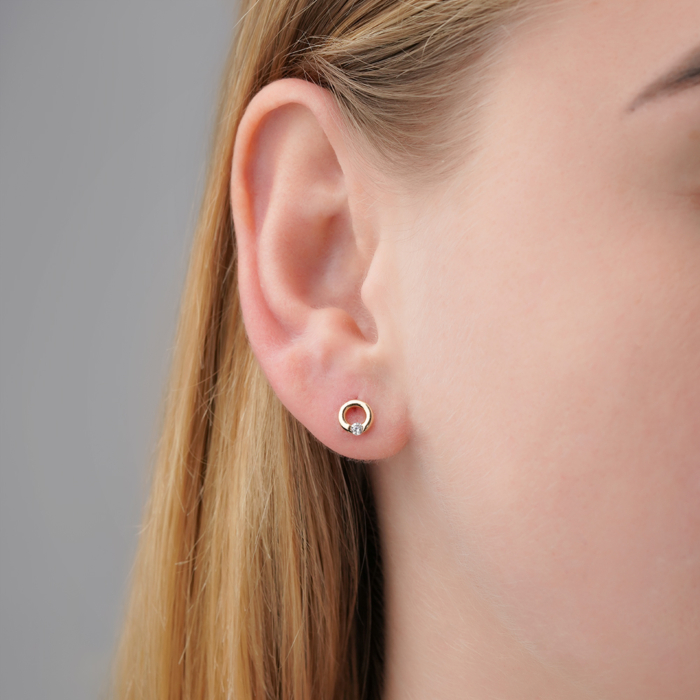 Золоті сережки з фіанітом. Артикул F-2802-E/01/1