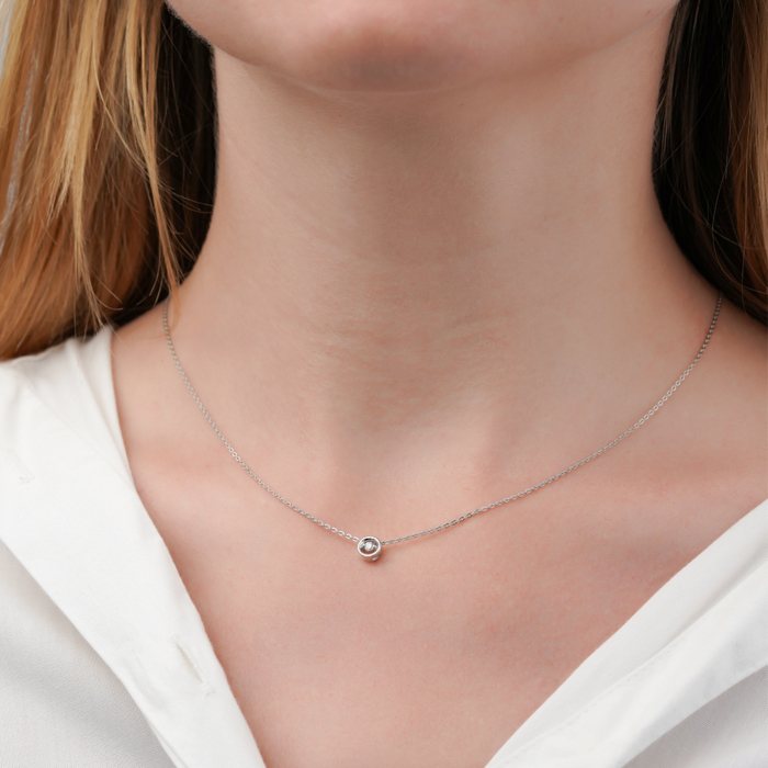 Колье из белого золота с бриллиантом. Артикул 53974/66024-3/02/1/8563