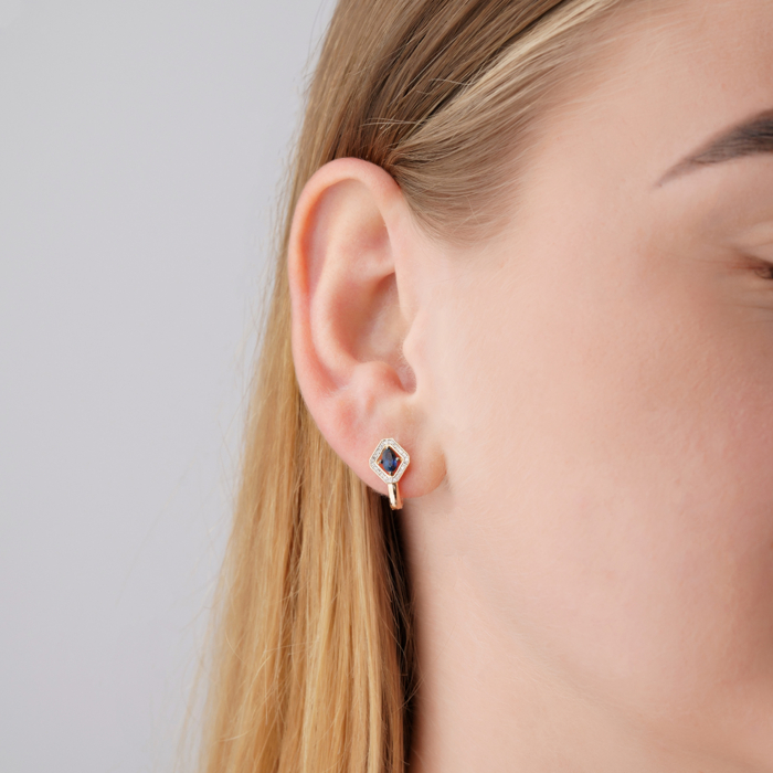 Золоті сережки з сапфіром та діамантами 8070125/01/1/8051