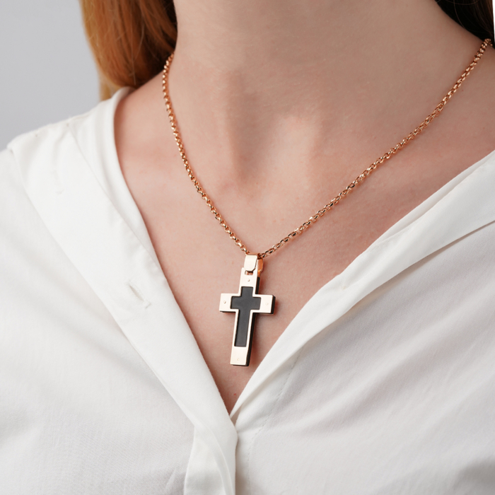 Золотий хрестик з каучуком 30461/01/0