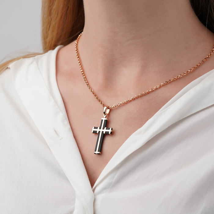 Золотой крестик с каучуком 30457-2/01/0