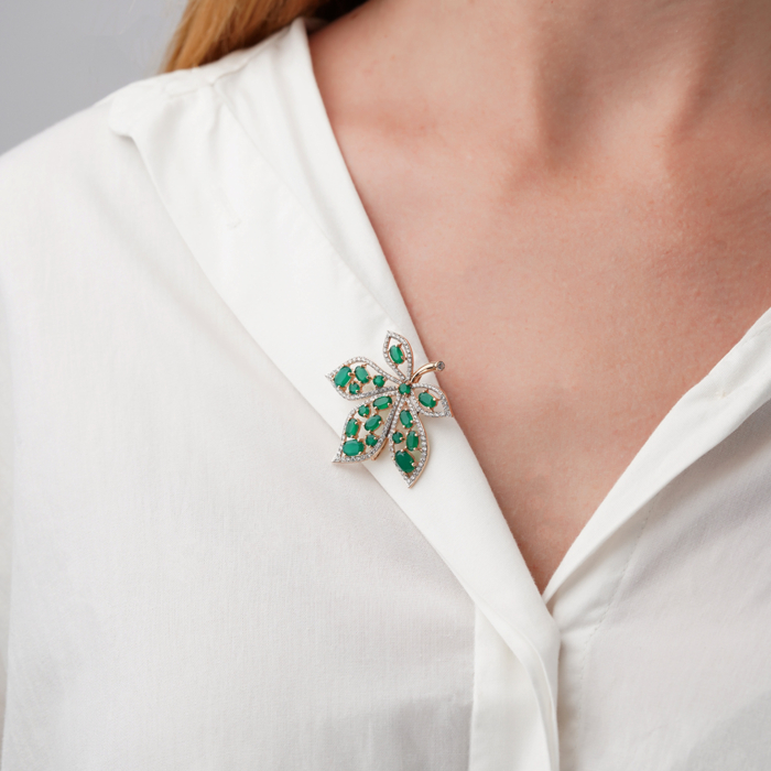 Золотая брошь с агатом. Артикул 580009/01/1/16209