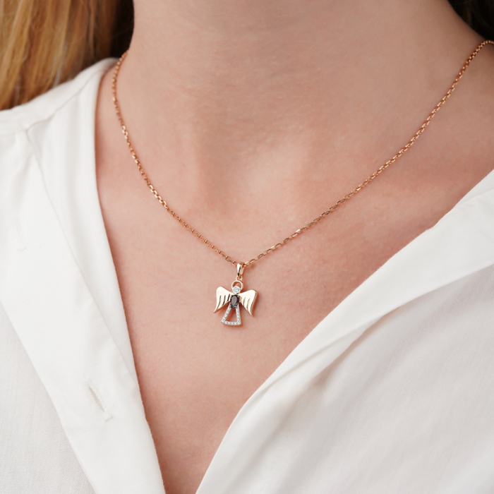 Золота підвіска з гранатом та фіанітами. Артикул 550130/01/1/16183