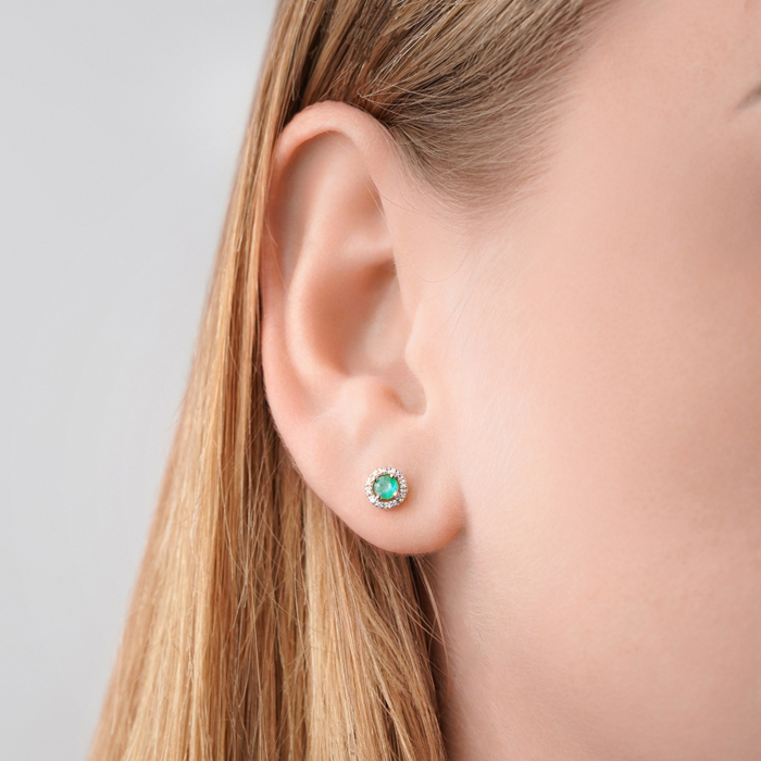 Сережки з червоного золота з смарагдами та діамантами 8070127/01/1/9917
