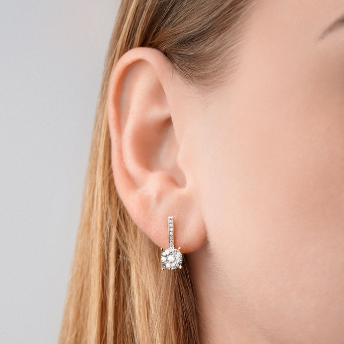 Серьги из комбинированного золота с бриллиантами 807098/14/1/11008