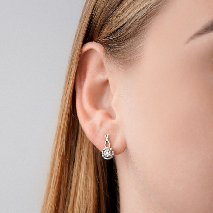 Сережки з білого золота з діамантами 520159/02/1/11358